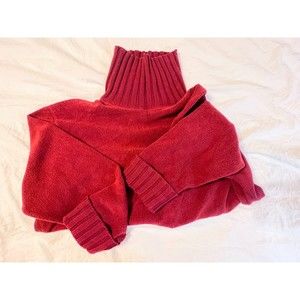 J. Jill Chunky Knit Red Turtleneck Sweater Size L